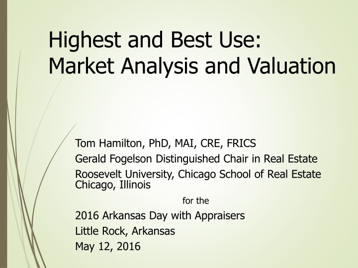 highest and best use market analysis and valuation