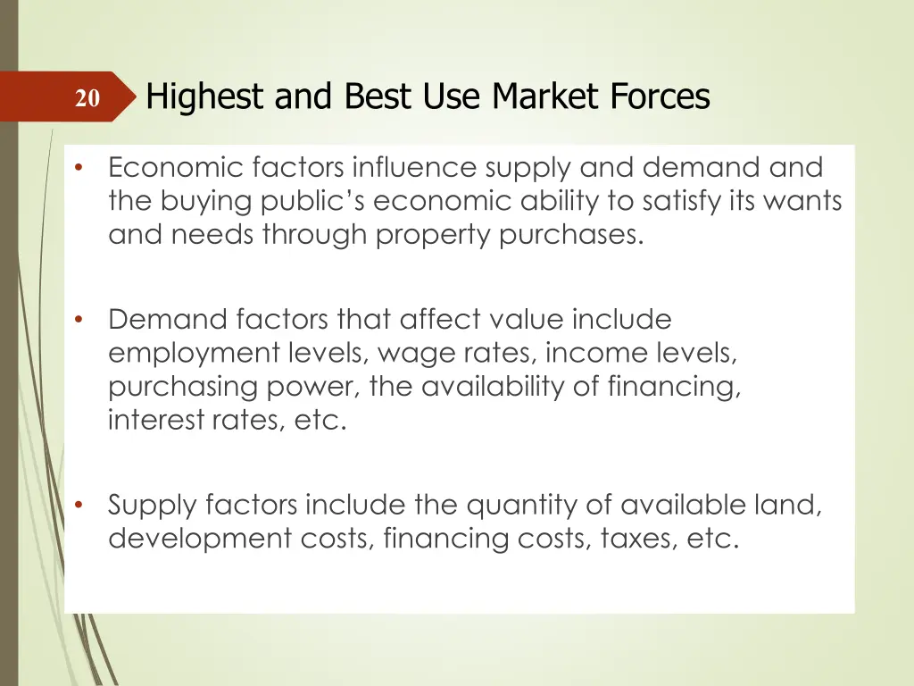 highest and best use market forces 3