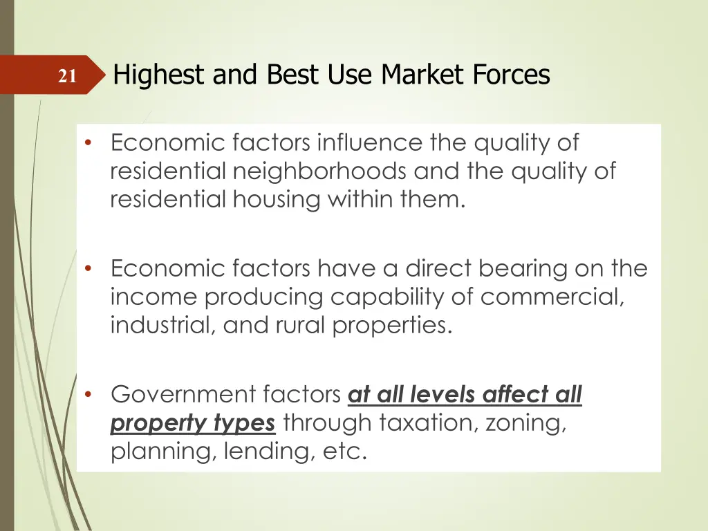 highest and best use market forces 4