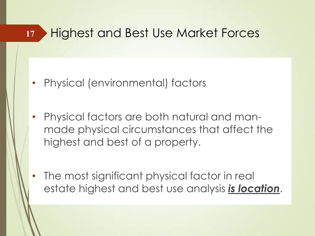 highest and best use market forces