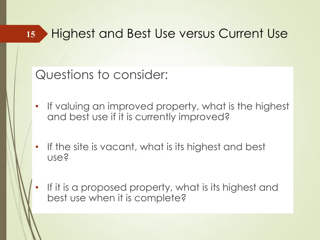 highest and best use versus current use