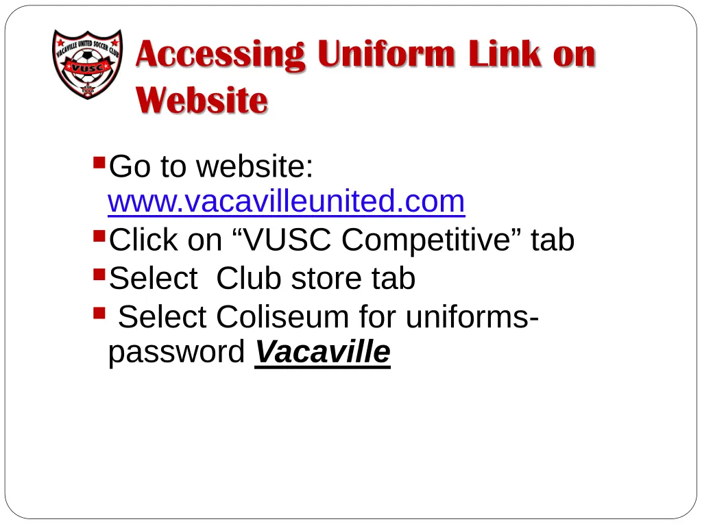 accessing uniform link on website