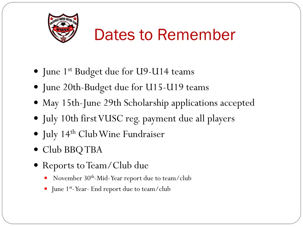 dates to remember