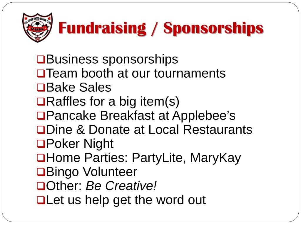 fundraising sponsorships