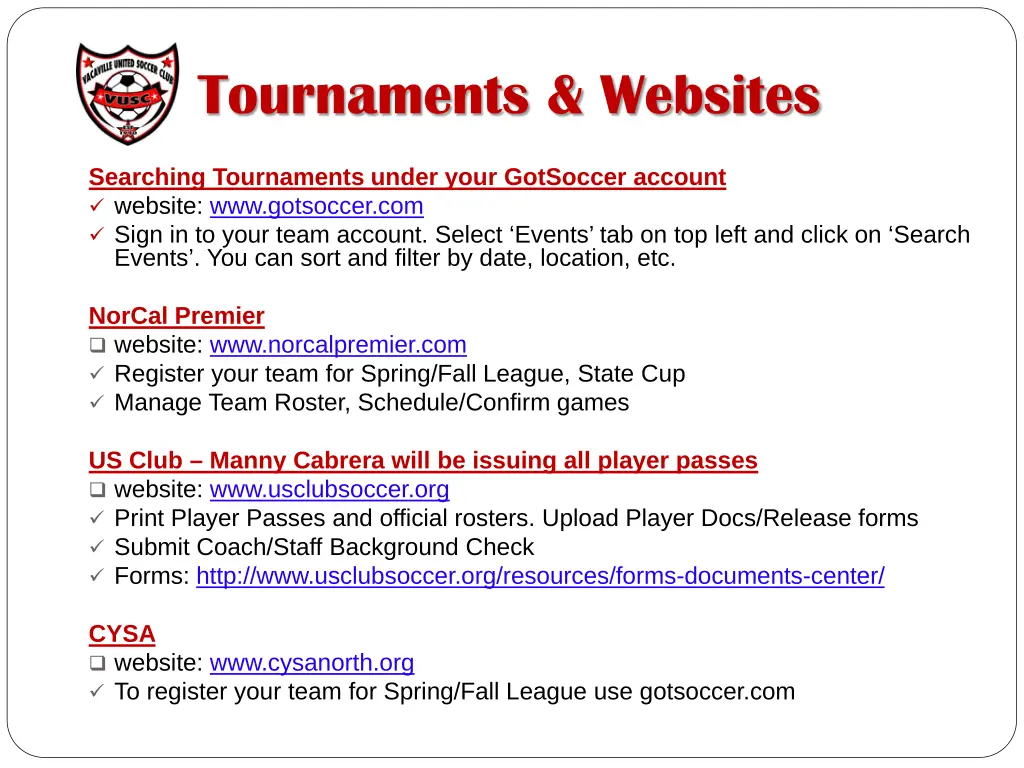 tournaments websites