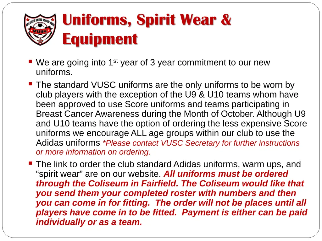 uniforms spirit wear equipment