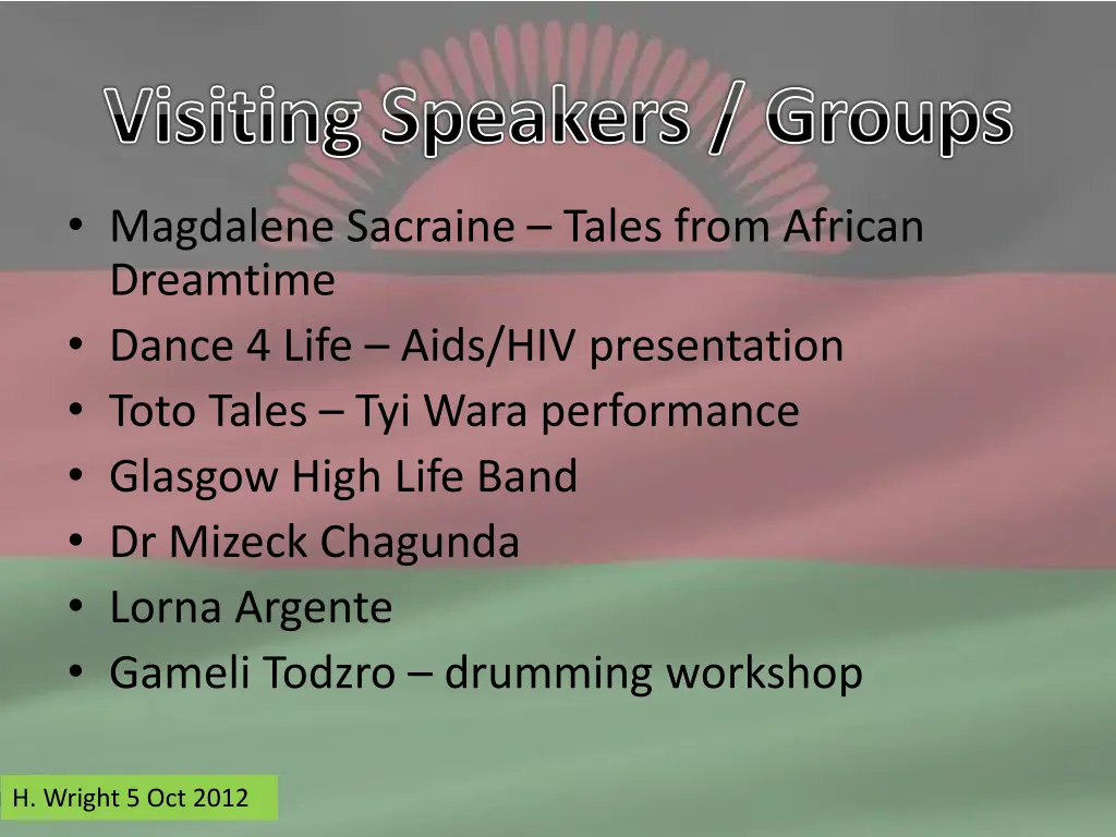 visiting speakers groups