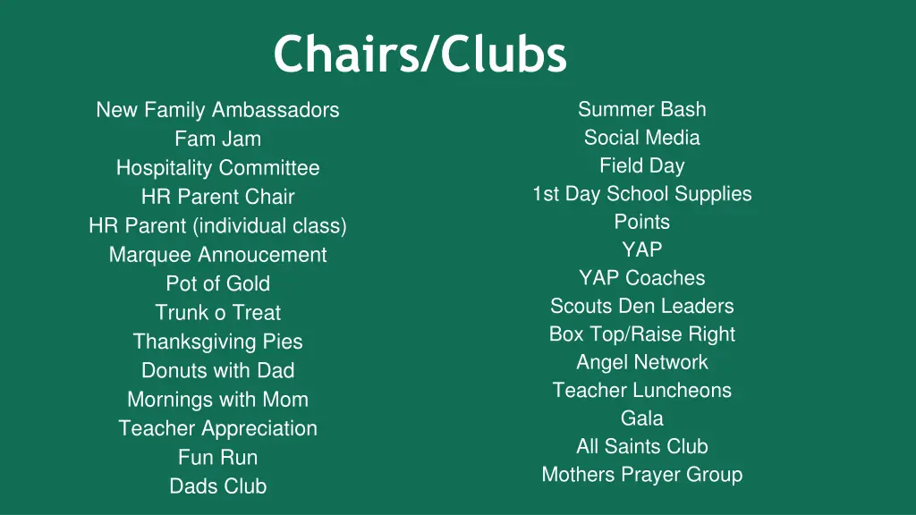 chairs clubs