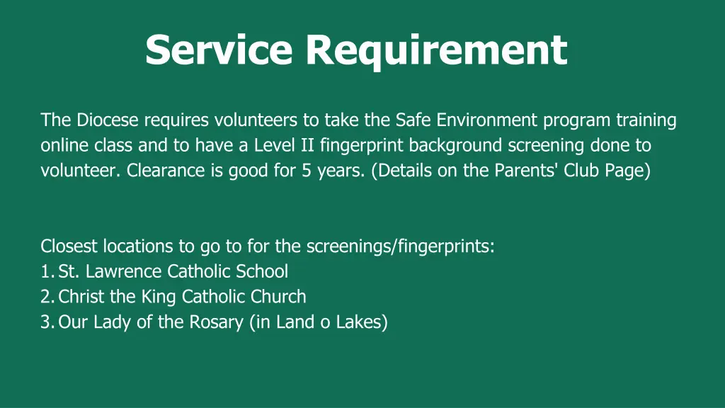 service requirement