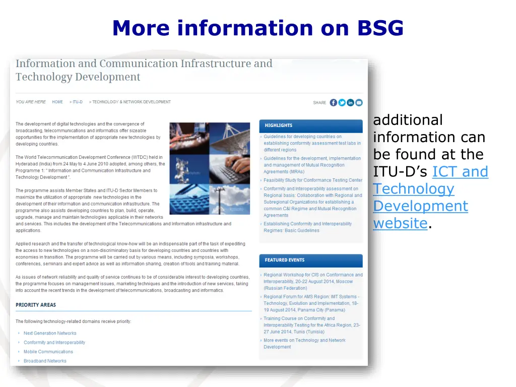 more information on bsg