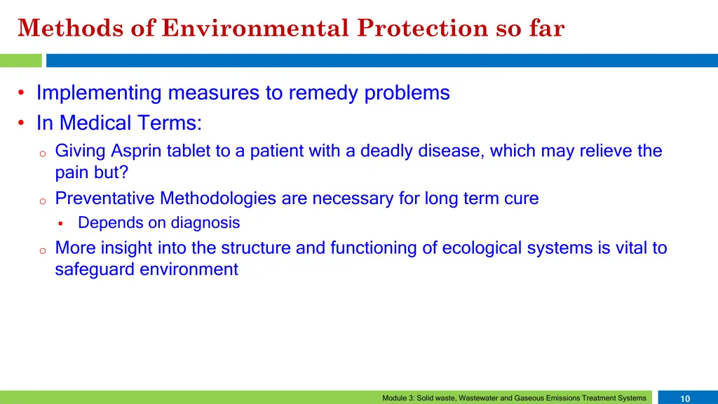 methods of environmental protection so far