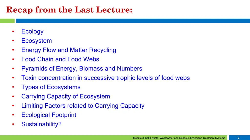 recap from the last lecture