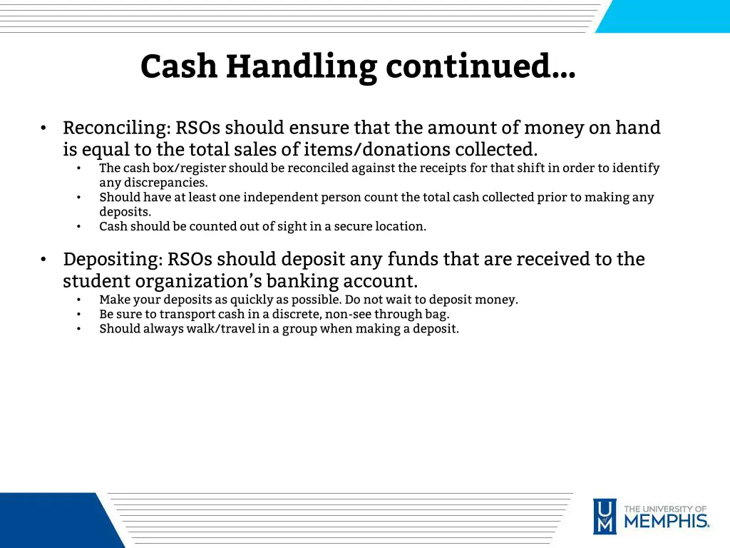 cash handling continued