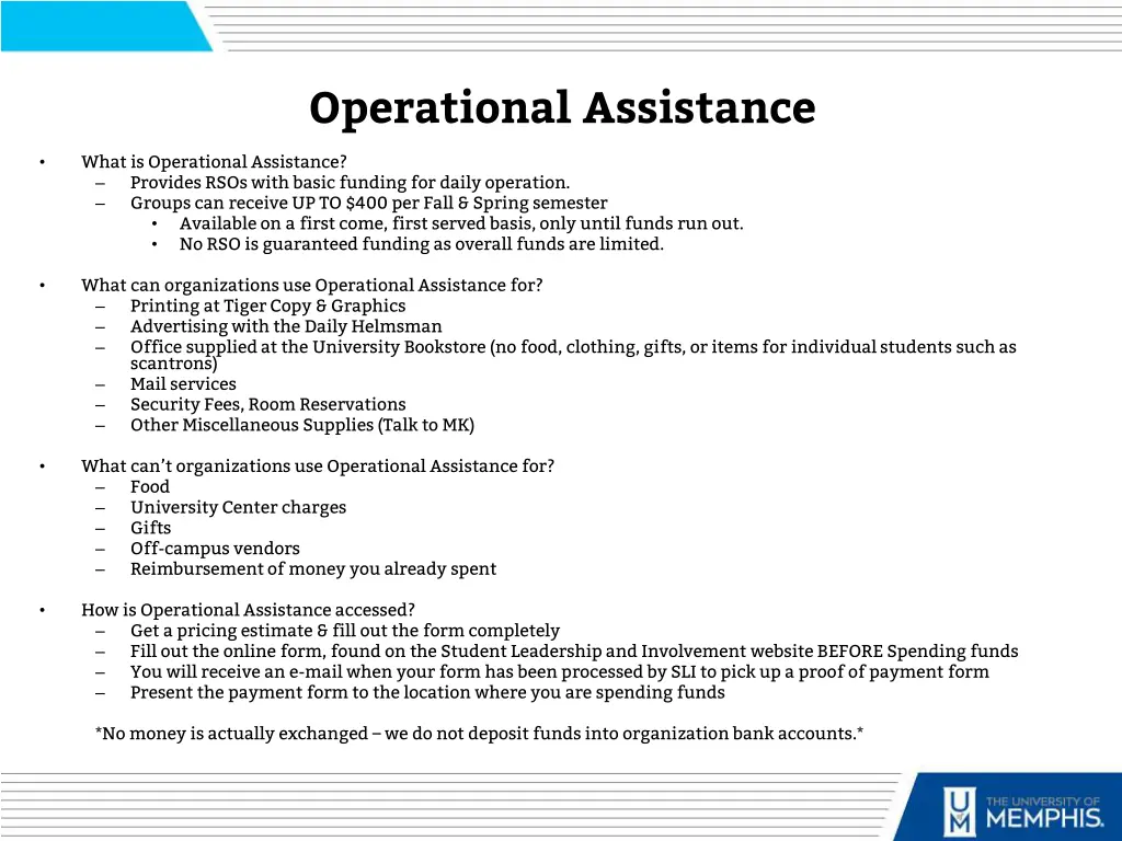 operational assistance