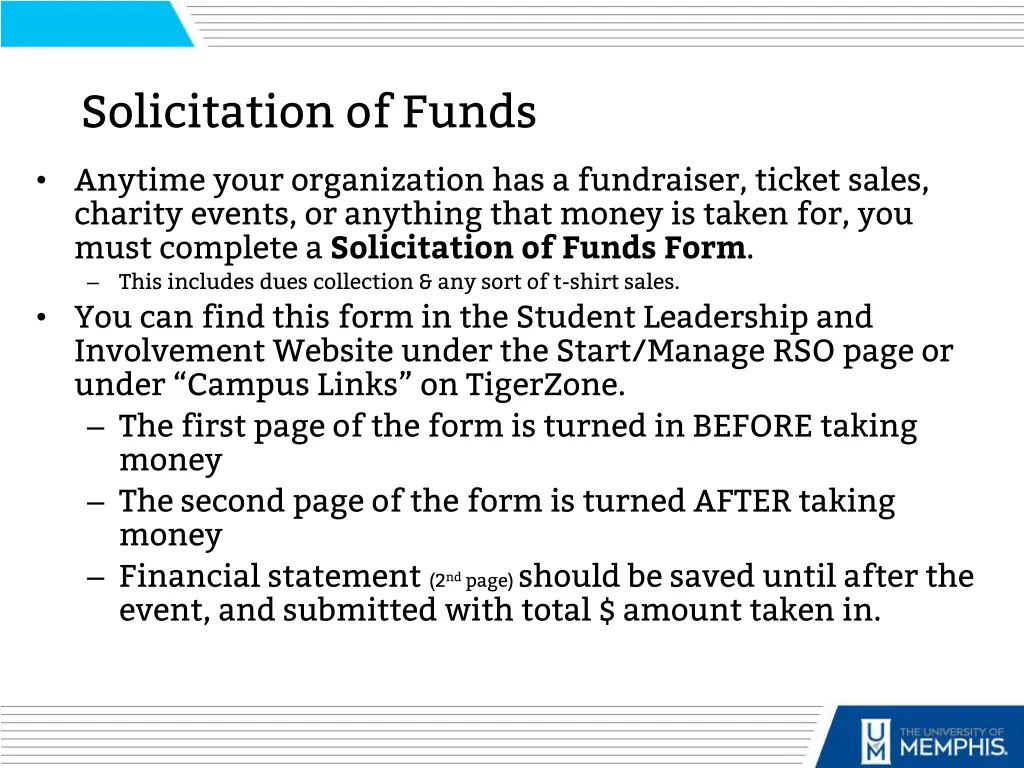 solicitation of funds