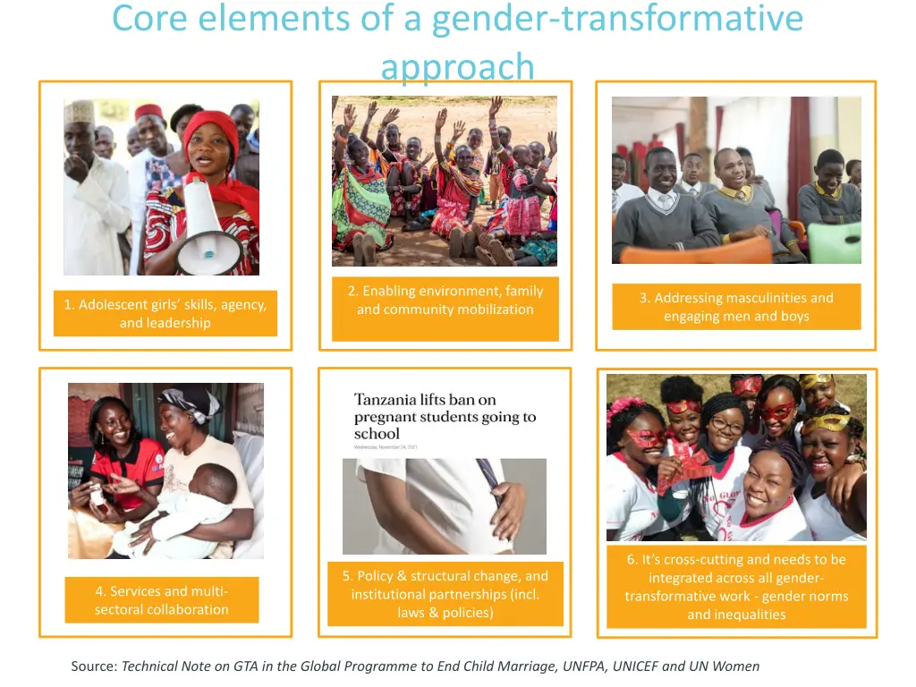 core elements of a gender transformative approach