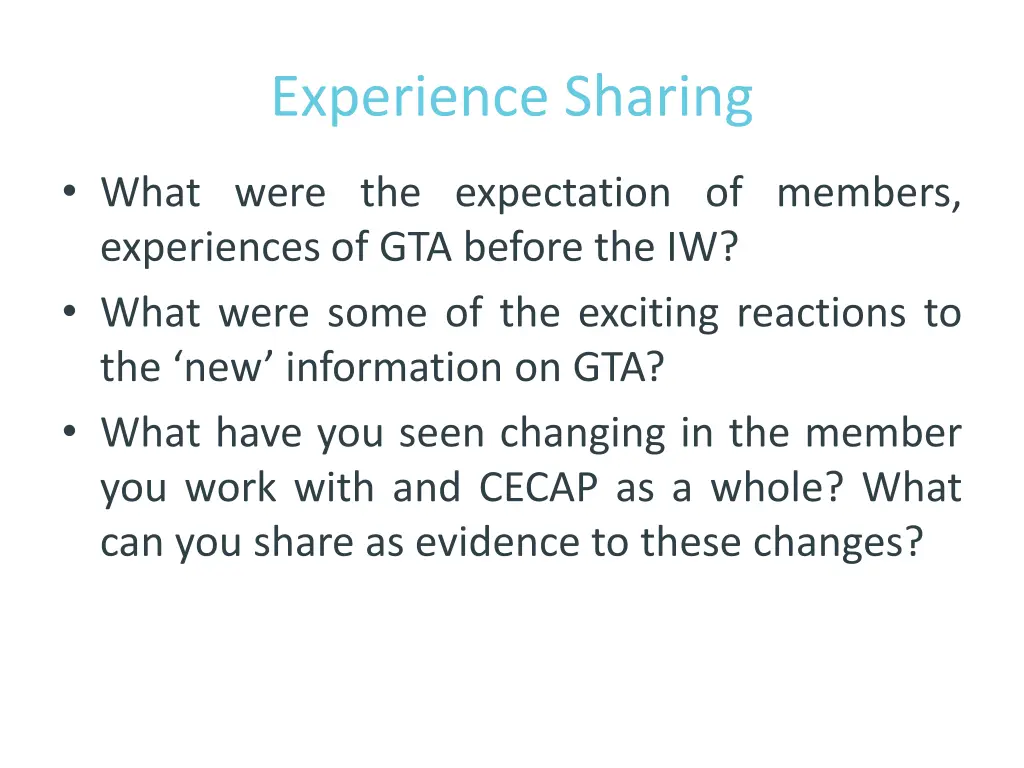 experience sharing 1