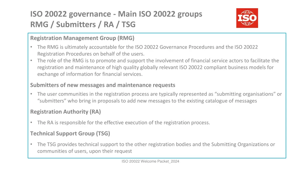 iso 20022 governance main iso 20022 groups