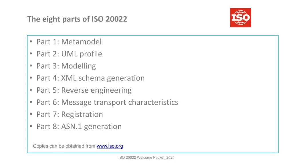 the eight parts of iso 20022