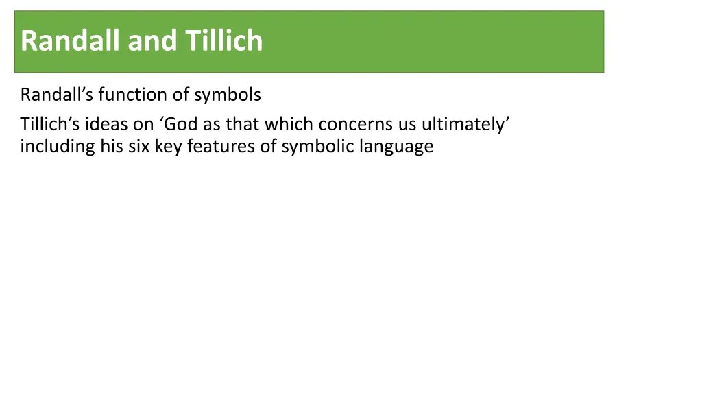 randall and tillich