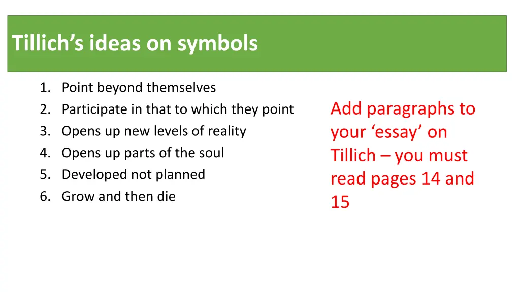 tillich s ideas on symbols 1