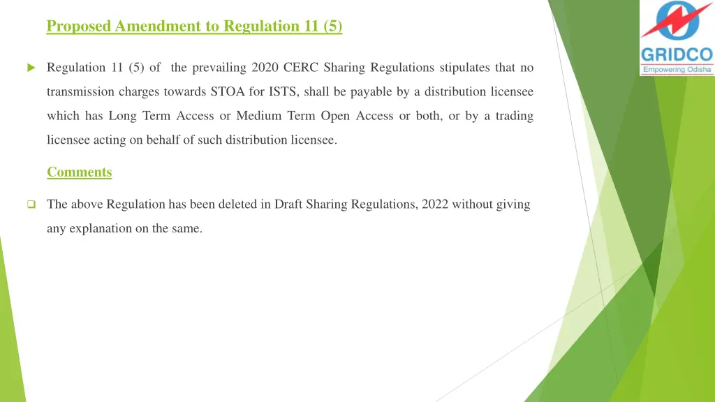 proposed amendment to regulation 11 5