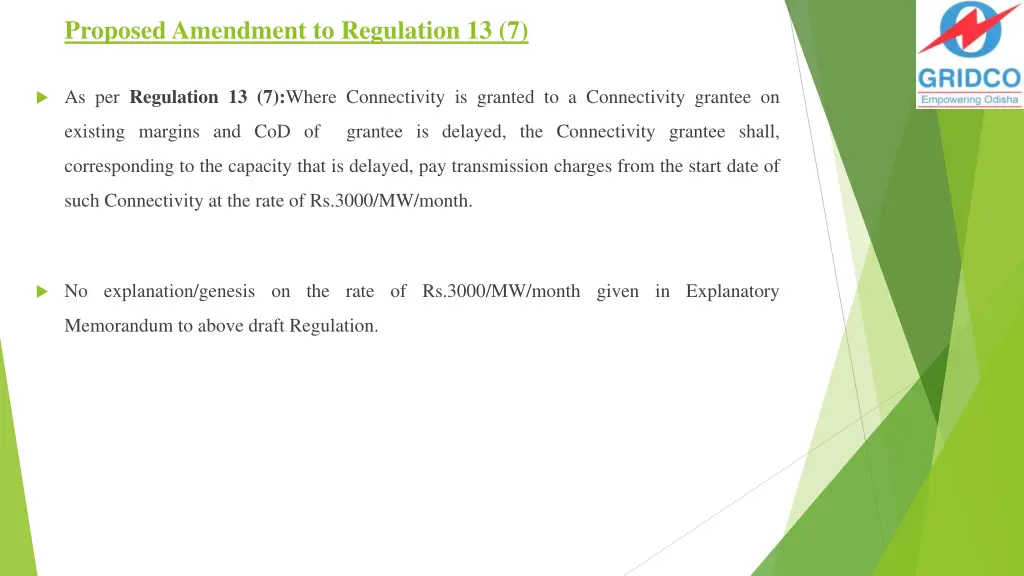 proposed amendment to regulation 13 7