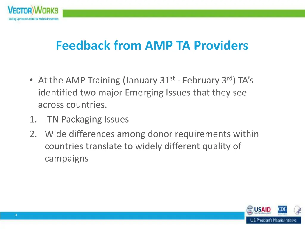 feedback from amp ta providers