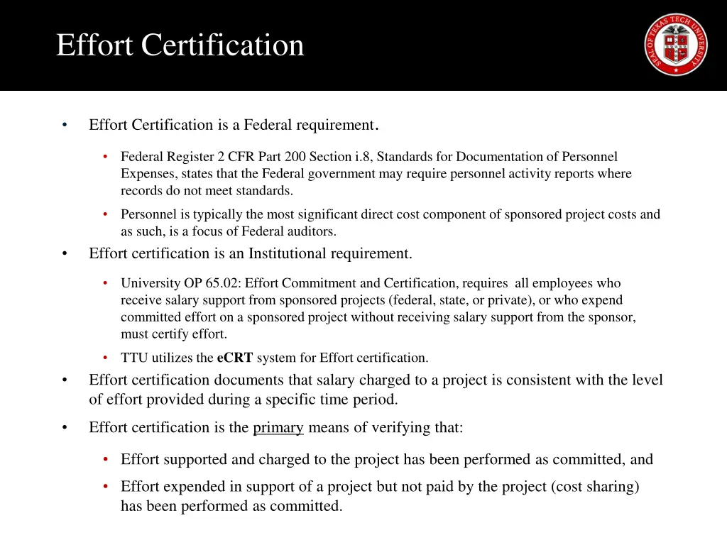 effort certification