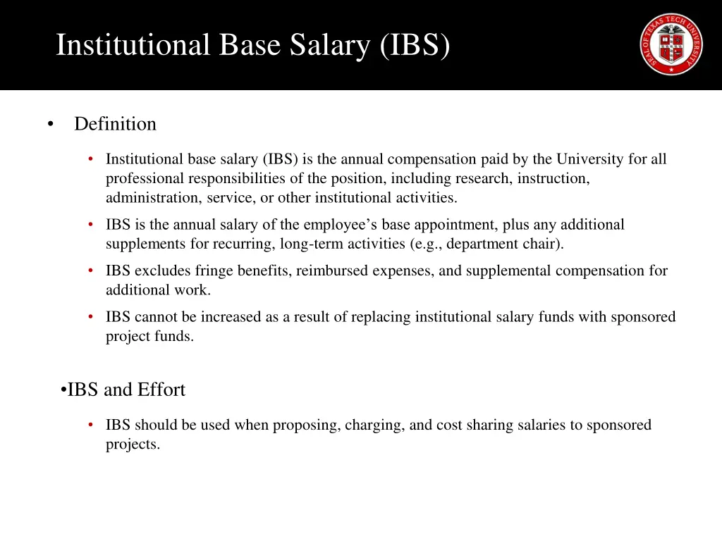 institutional base salary ibs