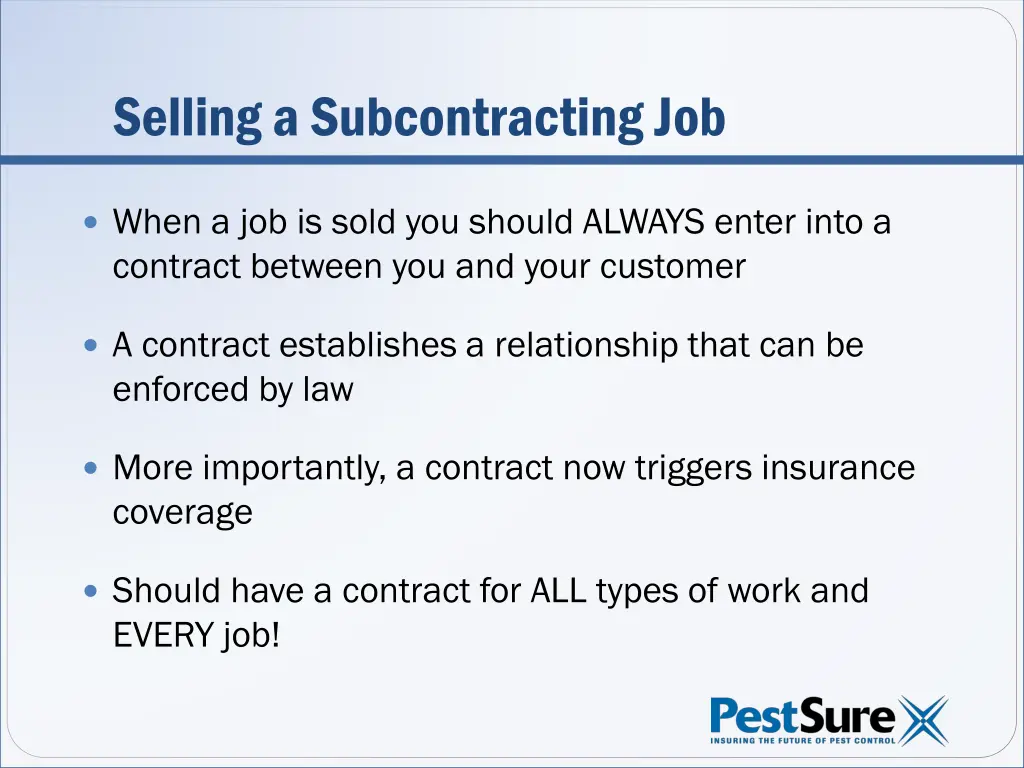 selling a subcontracting job