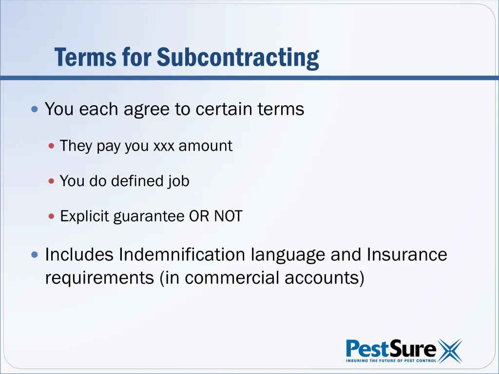 terms for subcontracting