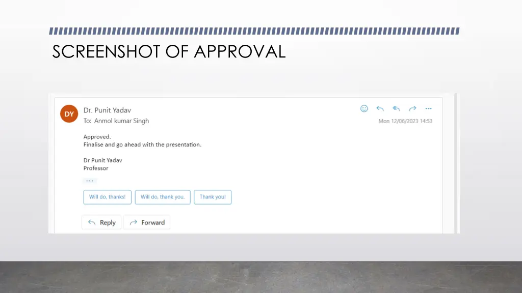 screenshot of approval