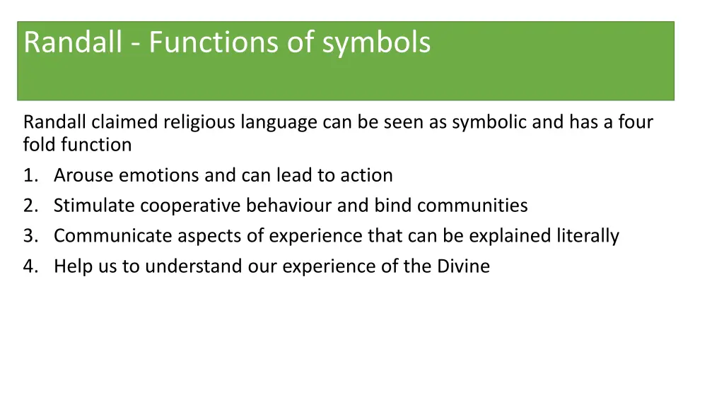 randall functions of symbols