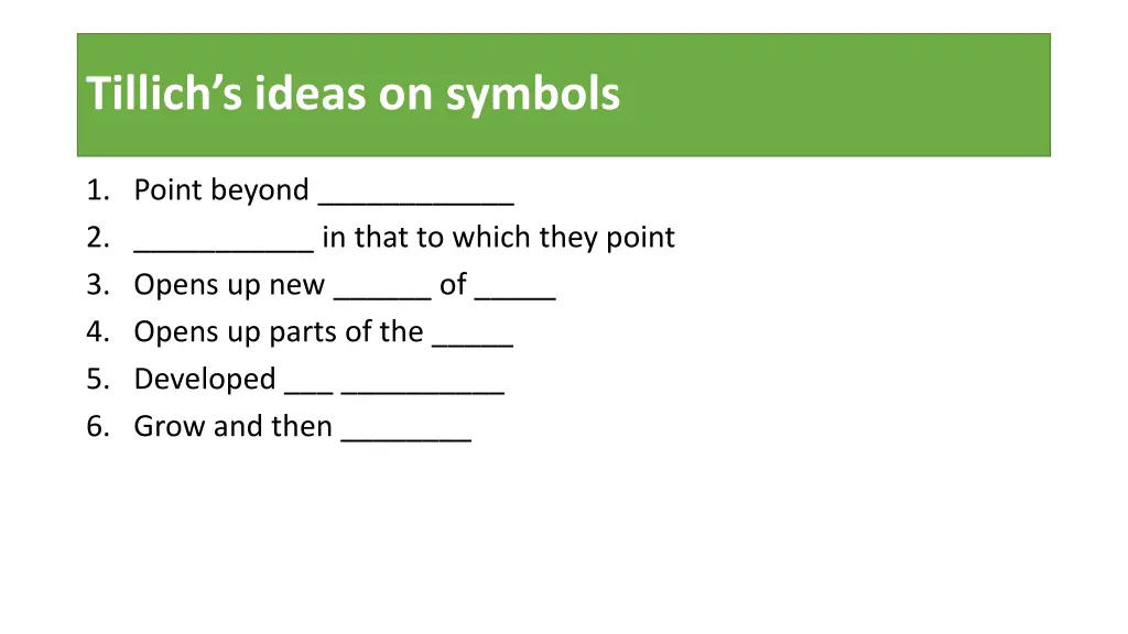 tillich s ideas on symbols