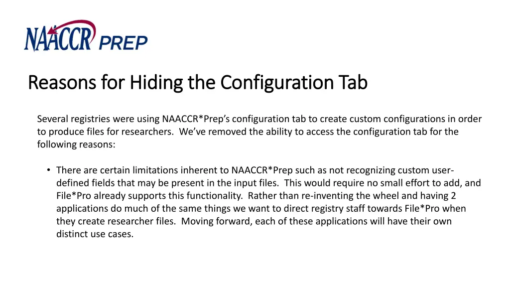 reasons for hiding the configuration tab reasons