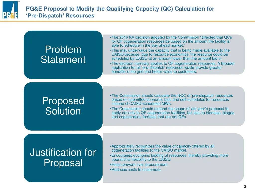 pg e proposal to modify the qualifying capacity