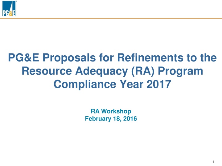 pg e proposals for refinements to the resource