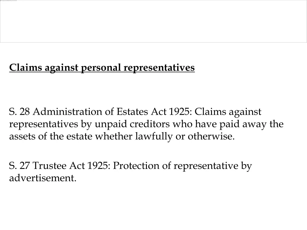 claims against personal representatives