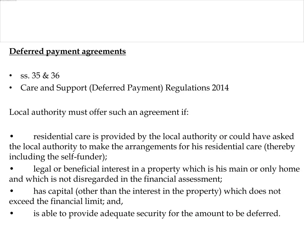 deferred payment agreements