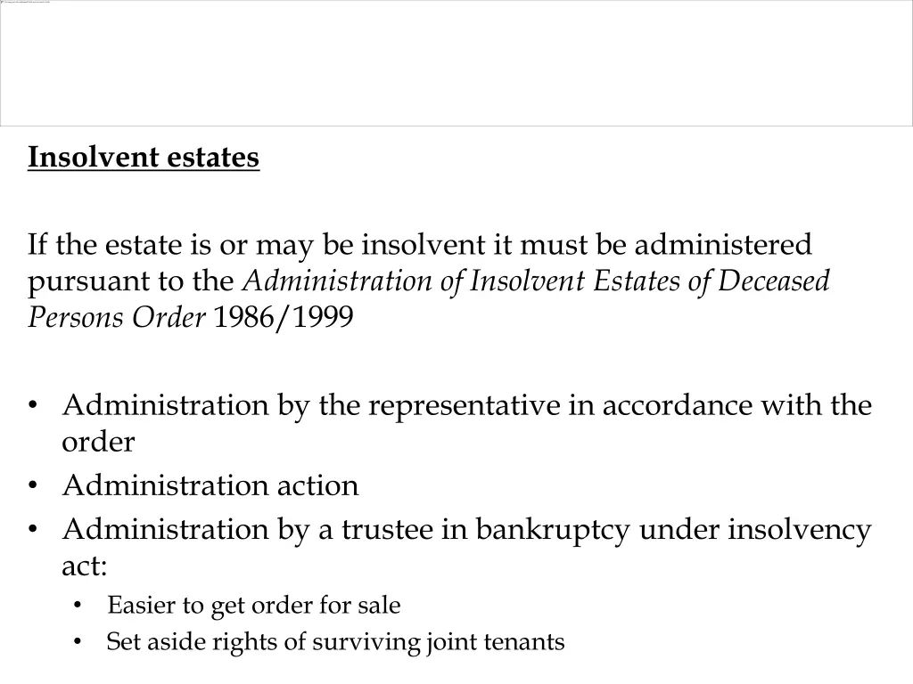 insolvent estates