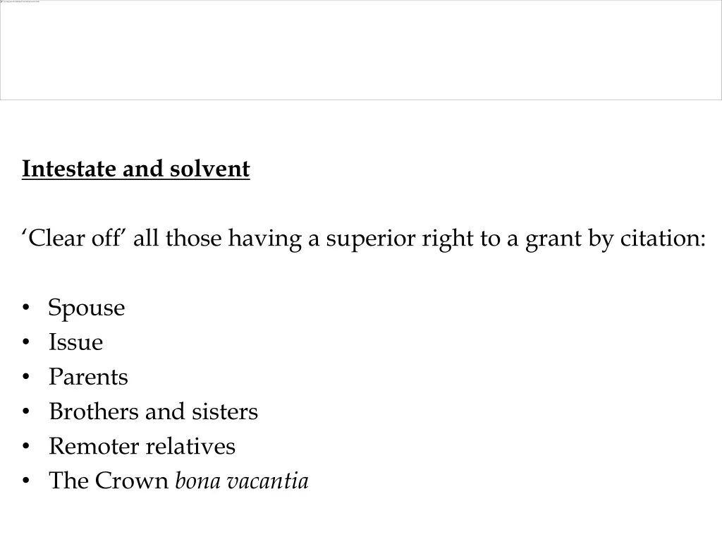 intestate and solvent