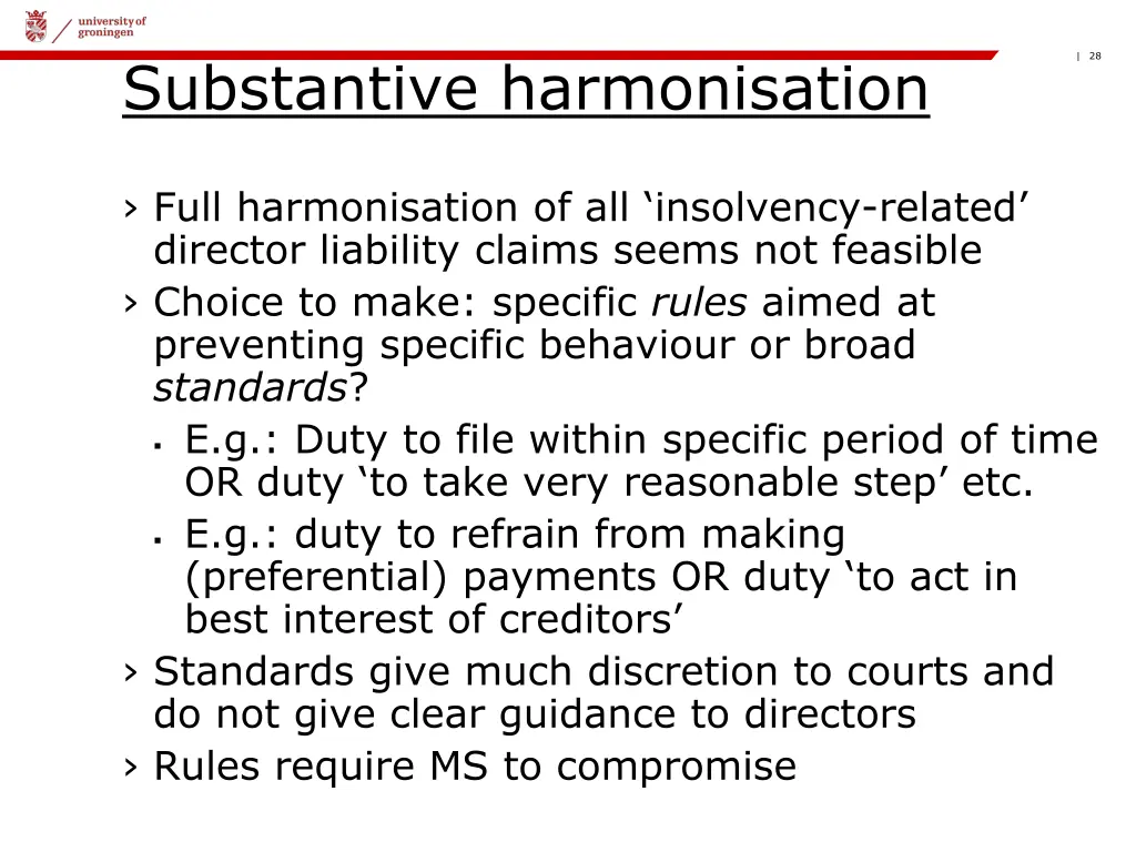 substantive harmonisation