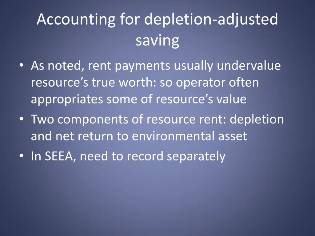 accounting for depletion adjusted saving