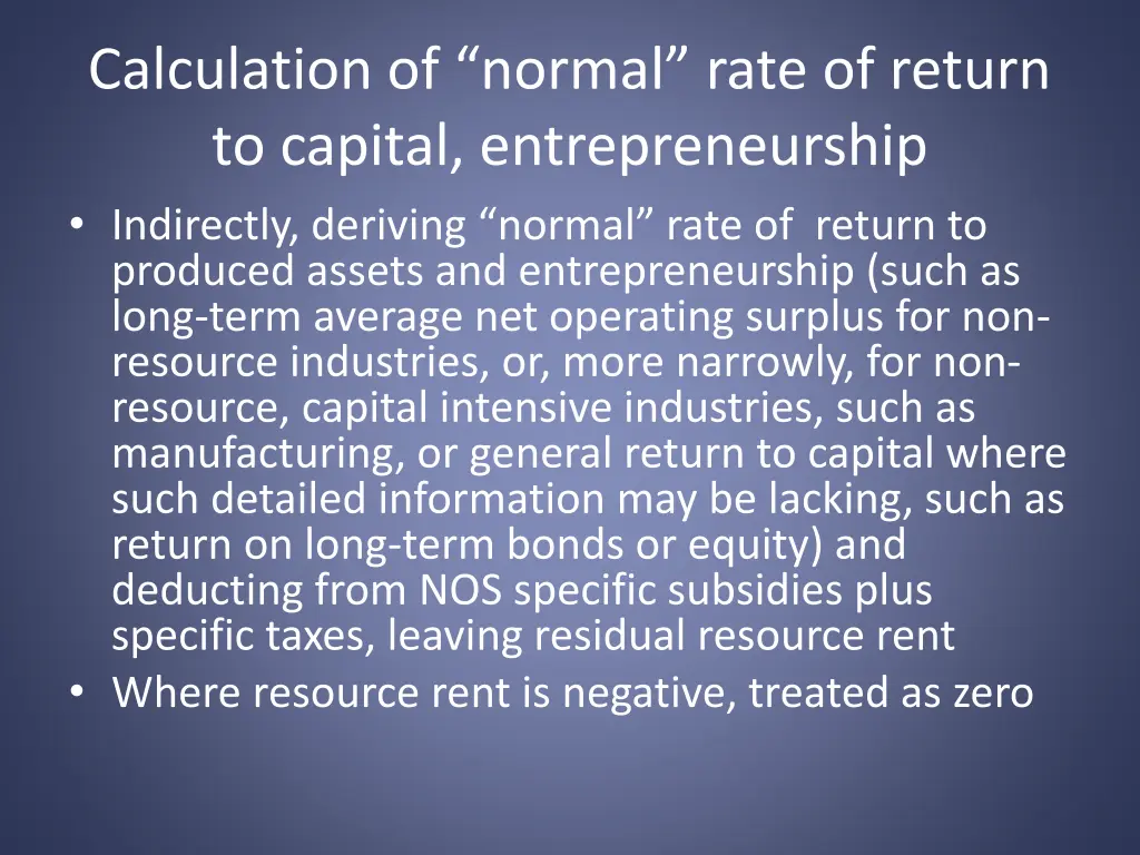 calculation of normal rate of return to capital 1