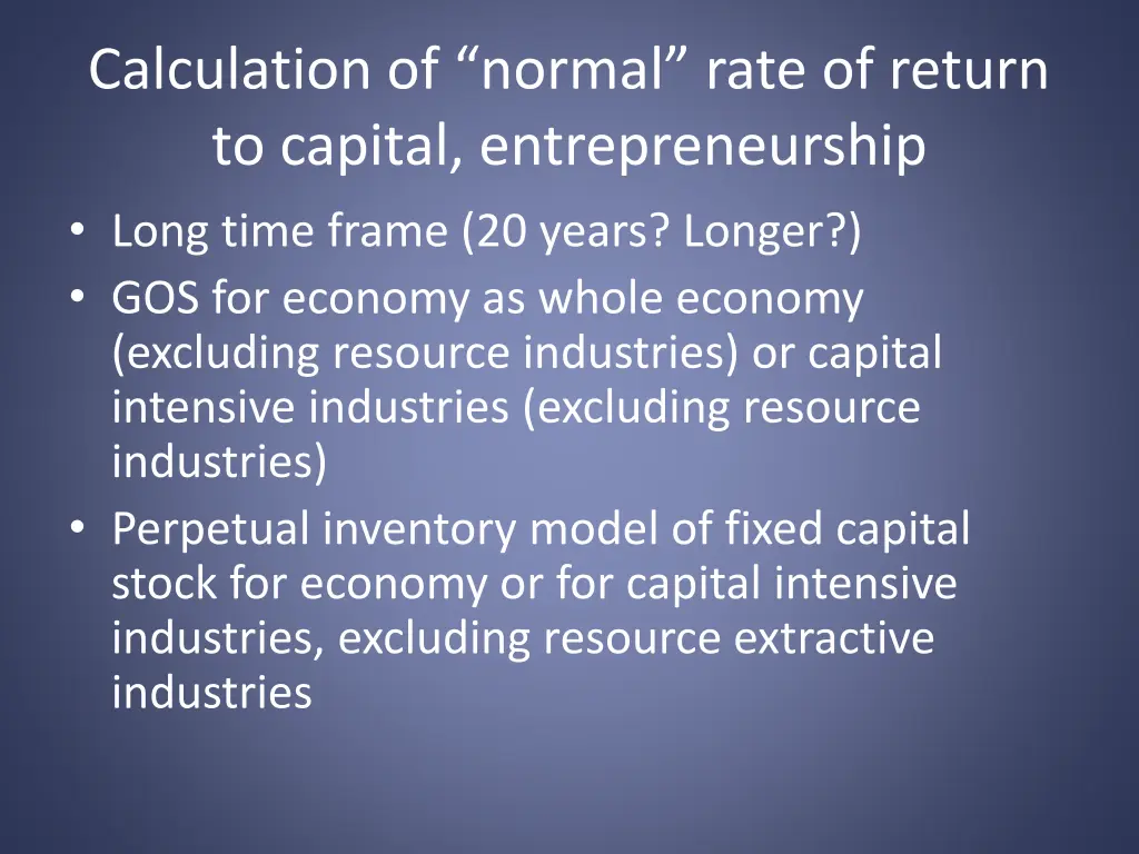 calculation of normal rate of return to capital 2