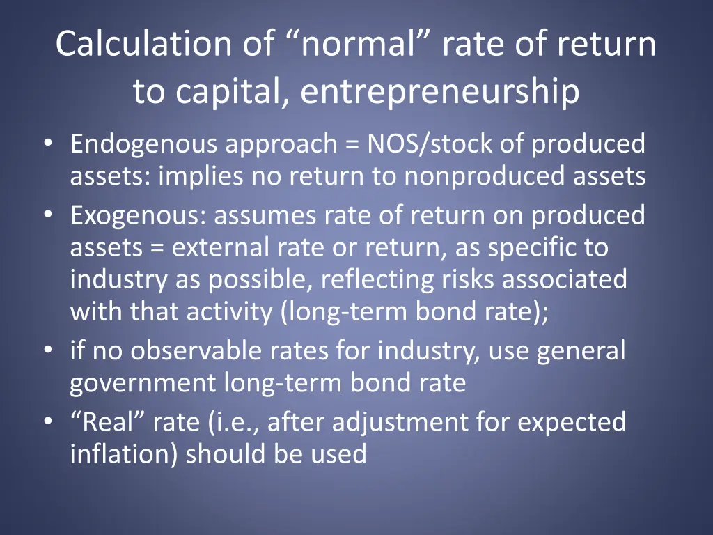 calculation of normal rate of return to capital