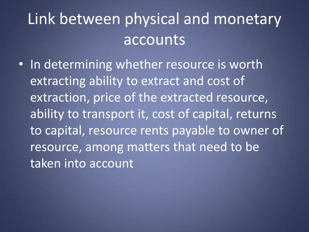 link between physical and monetary accounts 1