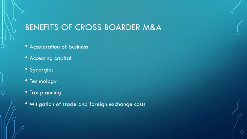 benefits of cross boarder m a