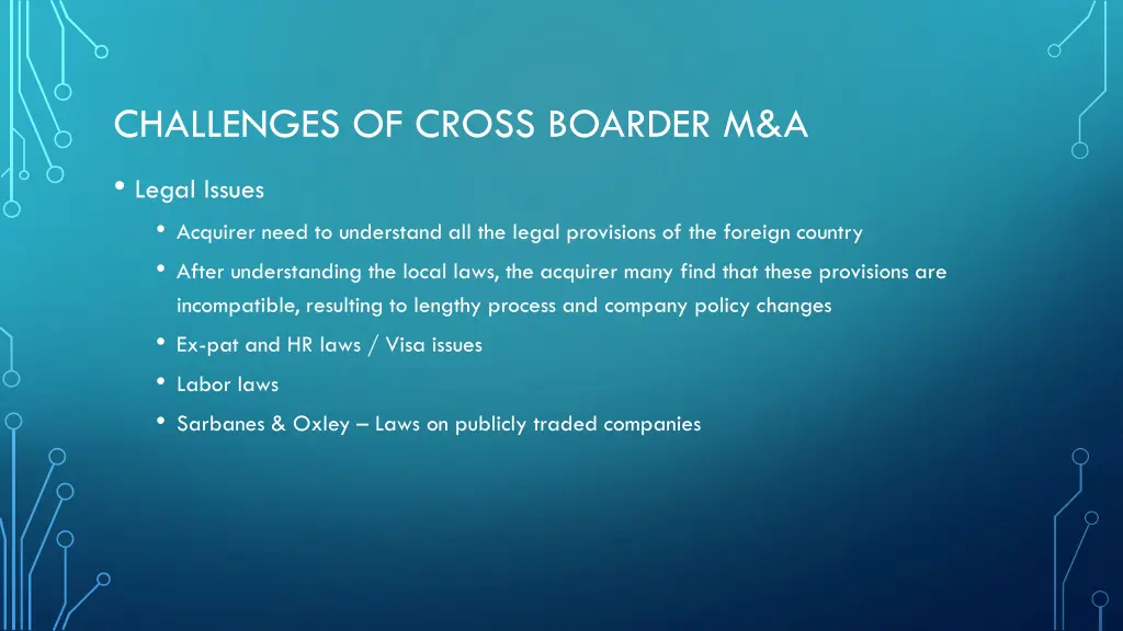 challenges of cross boarder m a 1